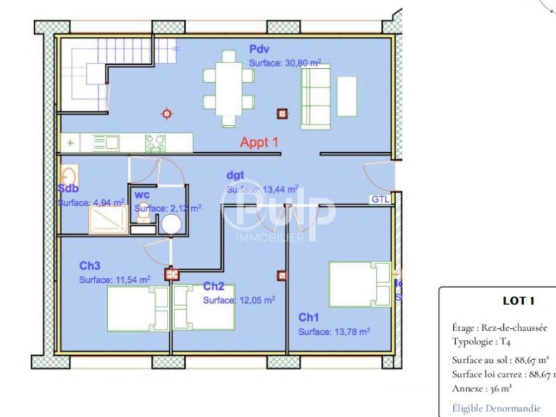 A louer APPARTEMENT T4 88 M2 BORD DE MER BOULOGNE SUR MER