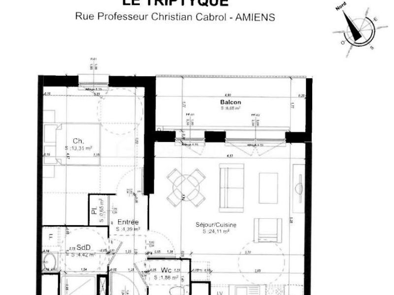 A louer APPARTEMENT NEUF T2 49 M2  AMIENS