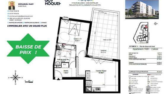 A louer STUDIO NEUF  47 M2 TERRASSE  MONTPELLIER