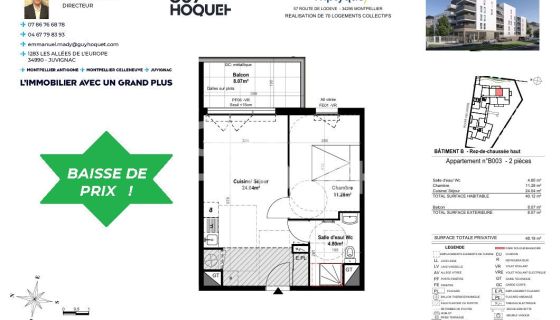 A louer STUDIO NEUF  40 M2 TERRASSE  MONTPELLIER