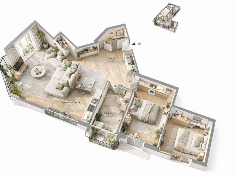 A louer APPARTEMENT T3 73 M2 BORD DE MER NICE