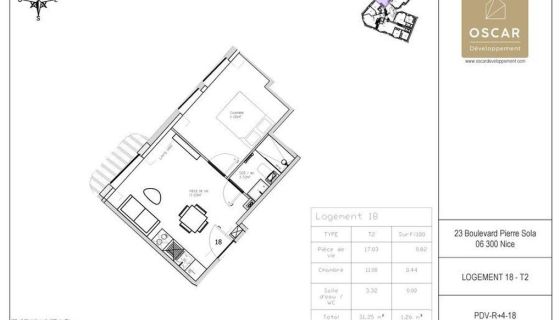 A louer APPARTEMENT T2 31 M2 BORD DE MER NICE