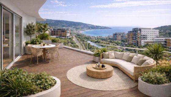 For rent: 2-bedroom apartment, 62 m², terrace with sea view, Nice