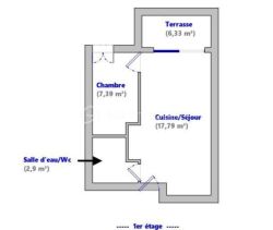 For rent: 1-bedroom apartment, 28 m², within walking distance of the beach, Frontignan