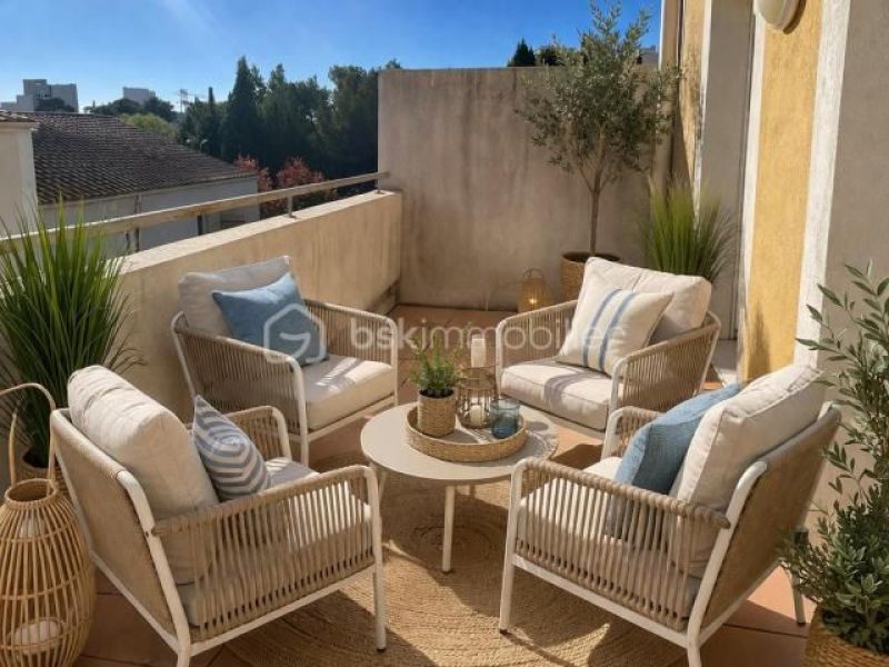 For rent: 2-bedroom duplex apartment, 46 m², terrace, seaside, Martigues