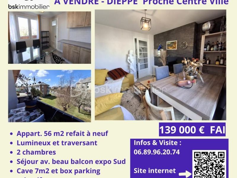 A louer APPARTEMENT NEUF T4 56 M2 BORD DE MER DIEPPE
